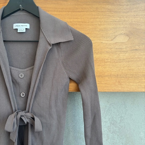 Urban Revivo 2x1 Ribbed Top Cardigan, Size 4 - Picture 5 of 13